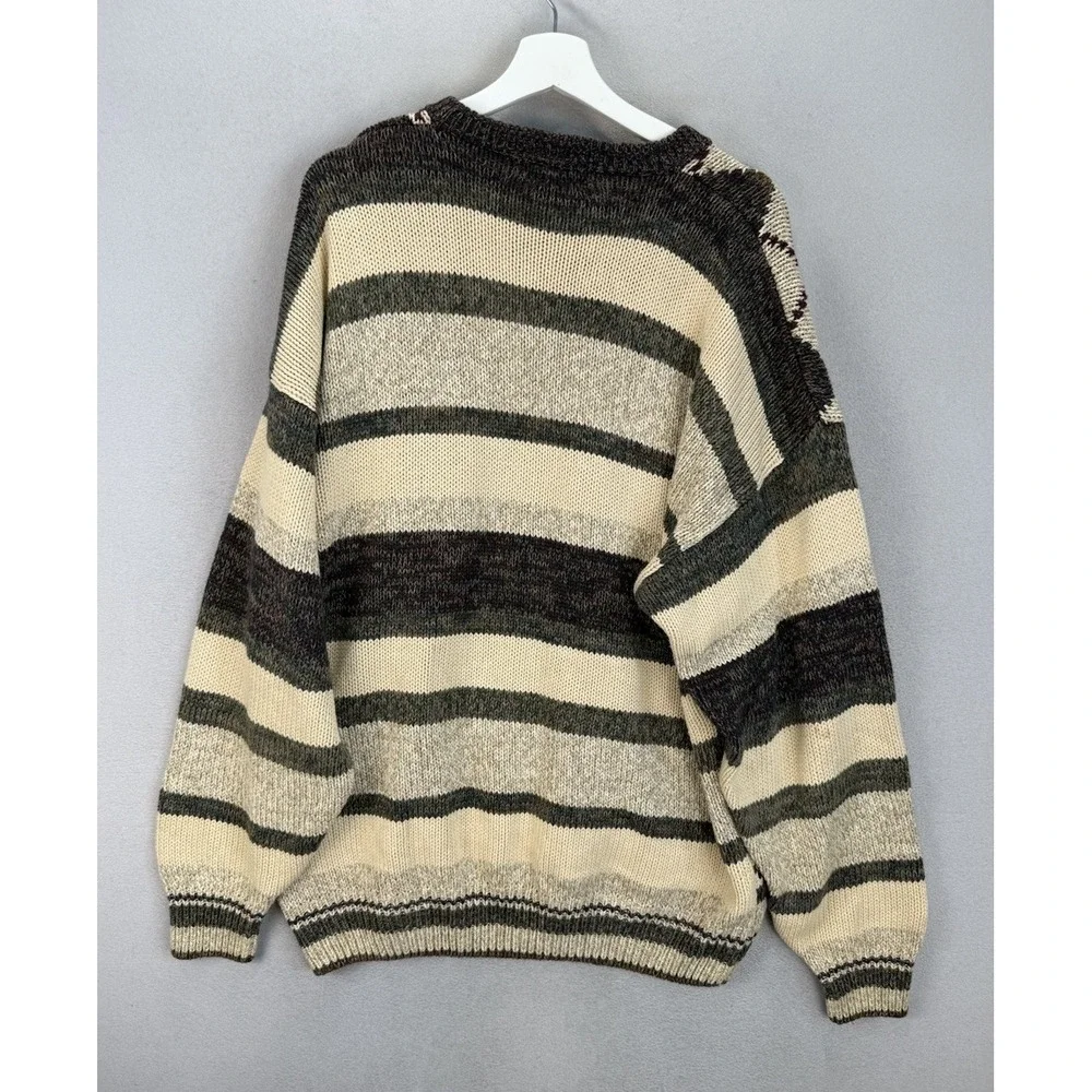 Vintage‎ Gant Hand Intarsia Argyle Pattern Knitted Grandpa Sweater Men's Sz XL